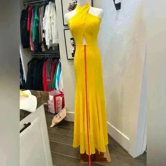 Jasz Couture - Cross Halter Mermaid Gown 6238. Bright Yellow Size 2 (Worn Once) - Picture 6 of 12